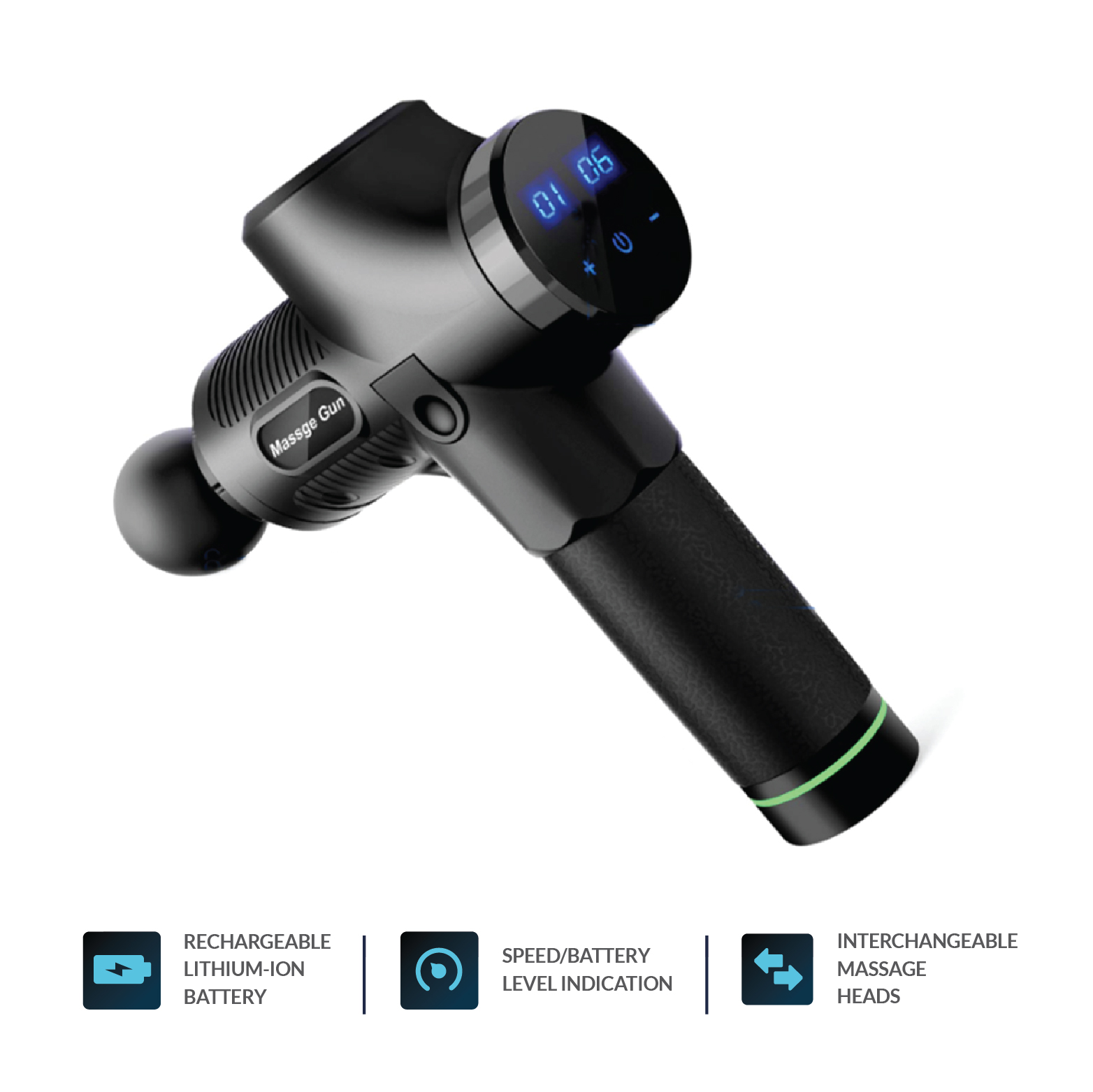 Professional-Percussion-Deep-Tissue-Massage-Gun-Black Percussion Muscle Massager