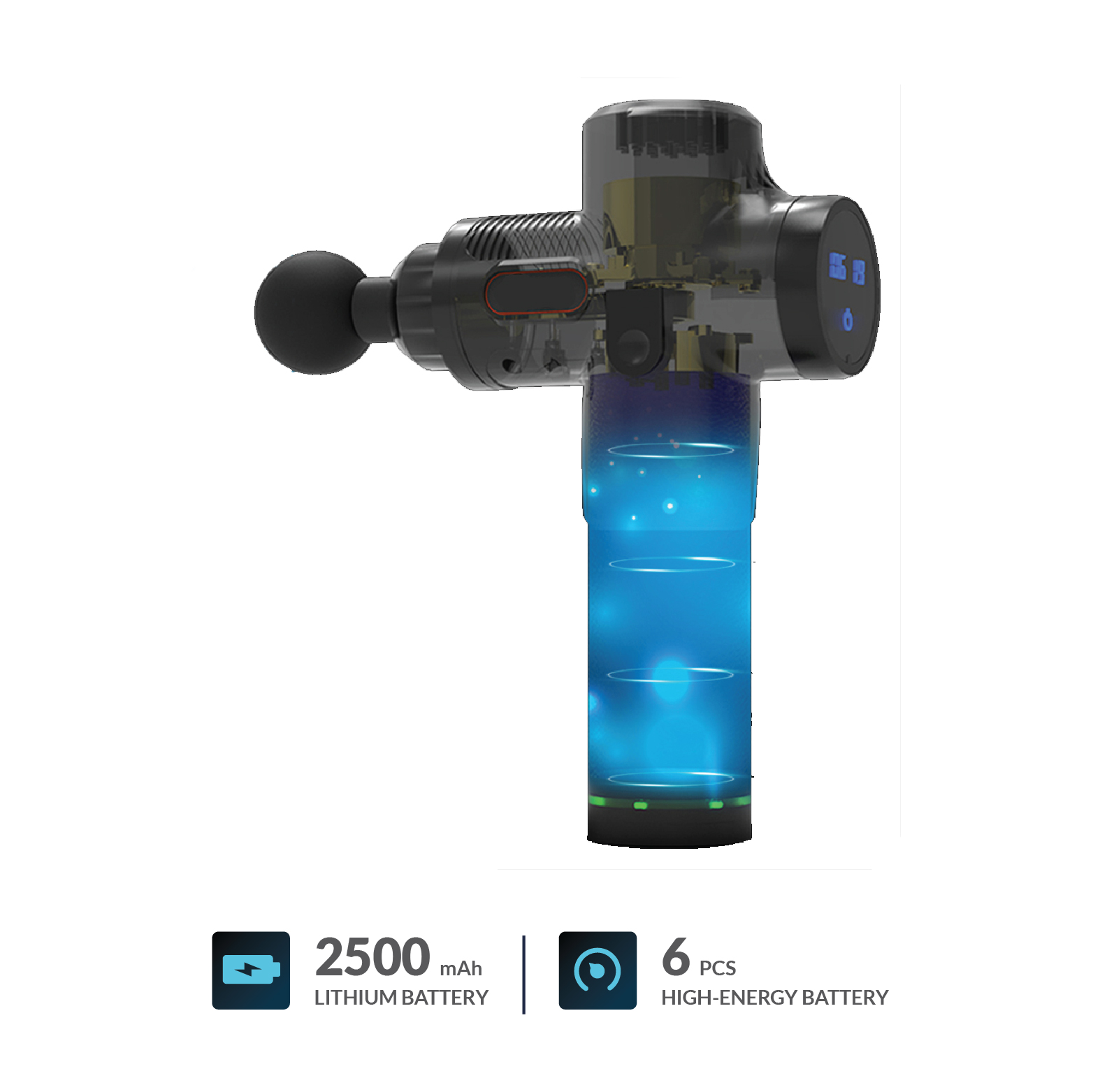 Professional-Percussion-Deep-Tissue-Massage-Gun-Black Percussion Vibration Muscle Massager Gun